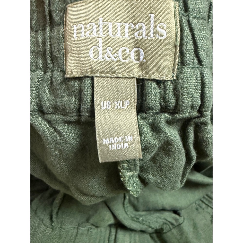 Naturals d&co Green Linen Blend Wide Leg Drawstring Pants XLP boho Lagenlook - Picture 6 of 7